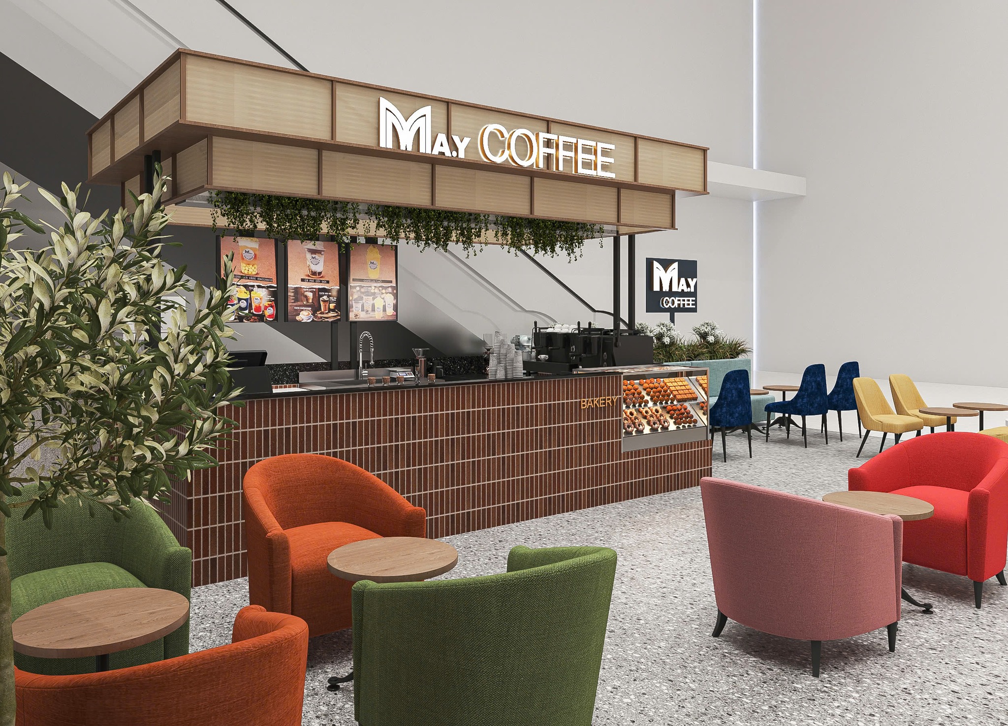 thiết kế không gian quán MAY Coffee