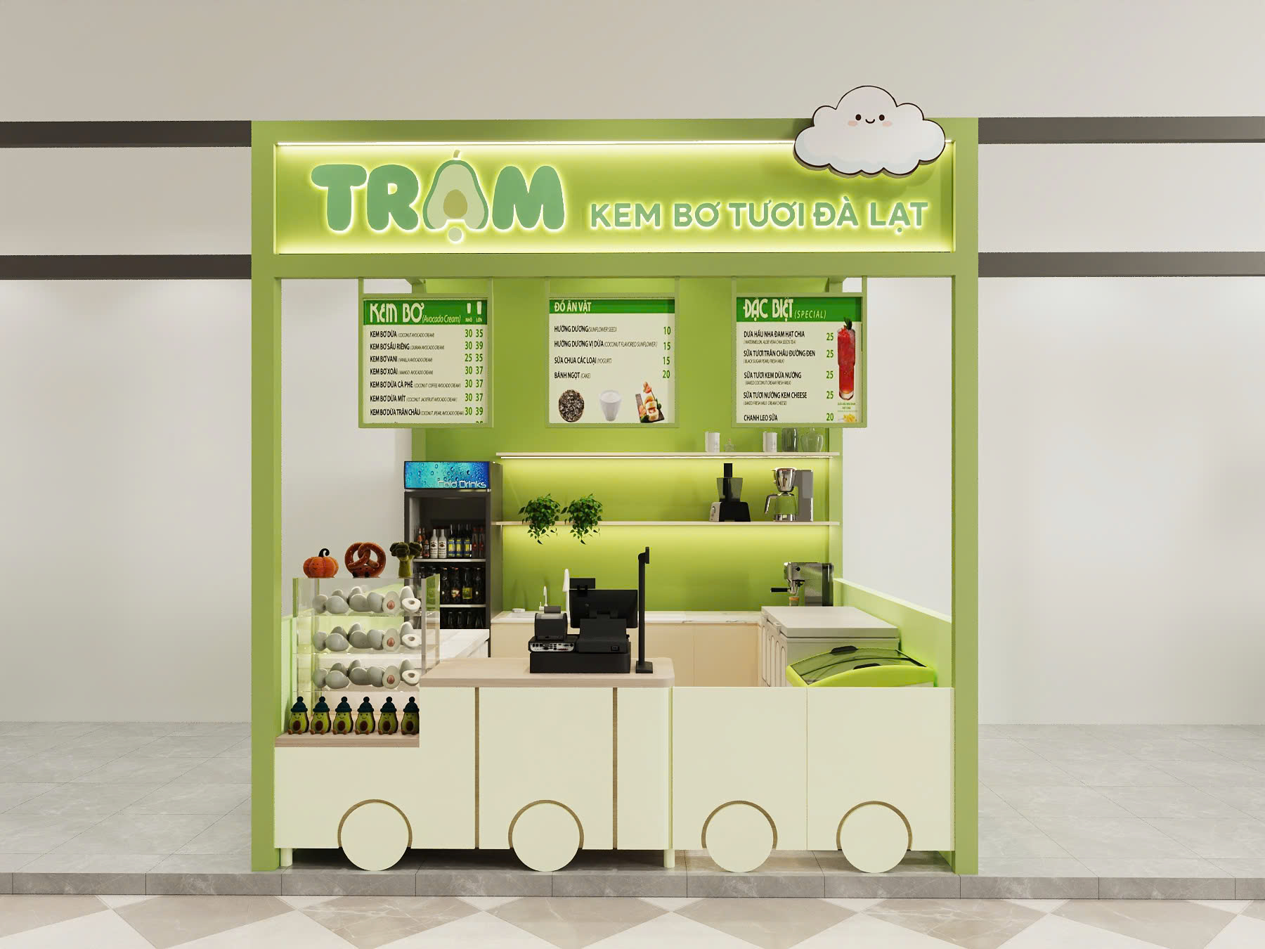 Thiết kế không gian quán kem bơ tươi Đà Lạt
